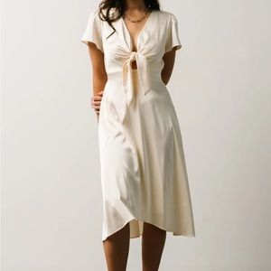 Baltic Born Ivory Poppy Satin Midi Dress